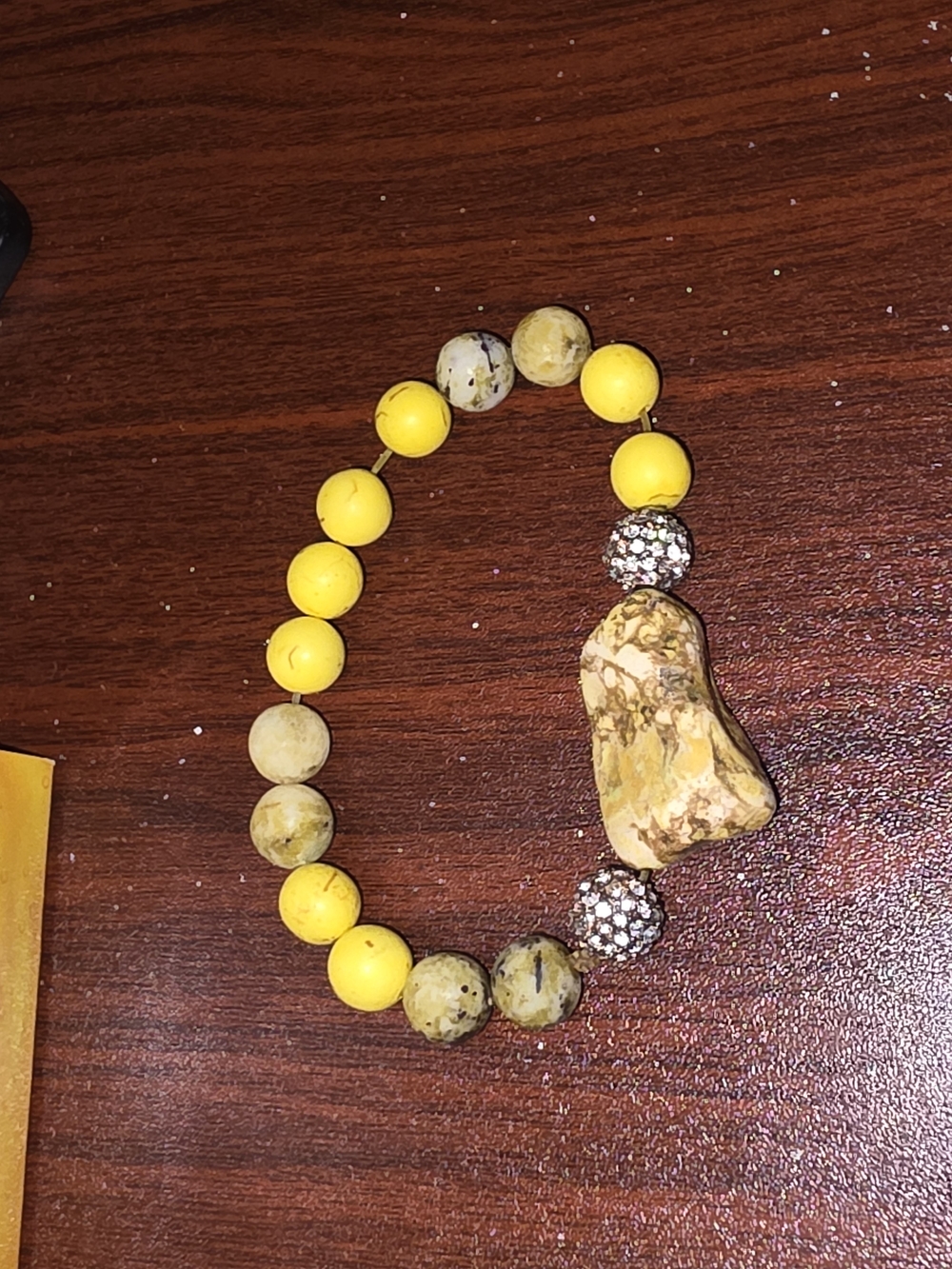 Yellow Beaded Stone Stretch Bracelet